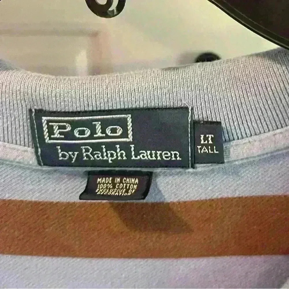 Polo by Ralph Lauren Men’s Polo Size Large/Tall color Blue with Brown stripes - Picture 5 of 9